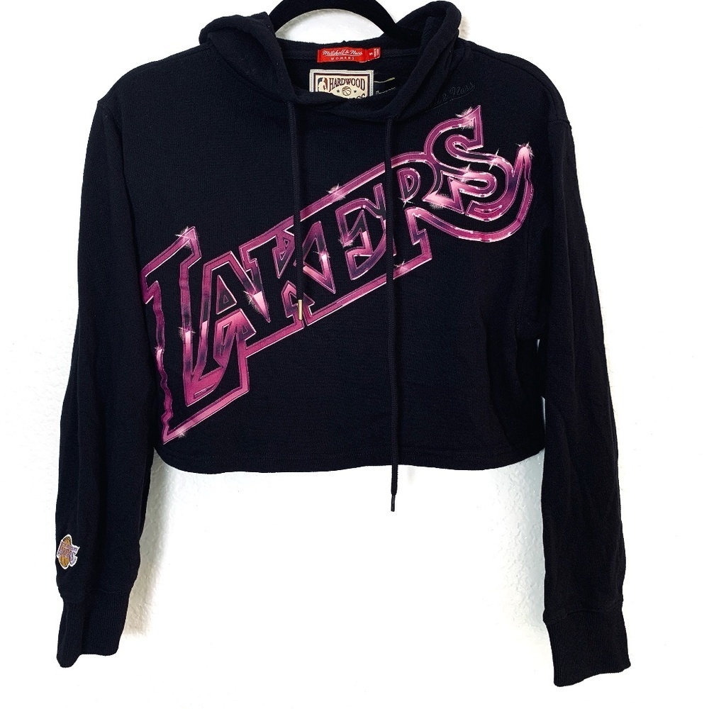 NBA Los Angeles Lakers Mitchell & Ness Women's Crop Top Small Hoodie Black